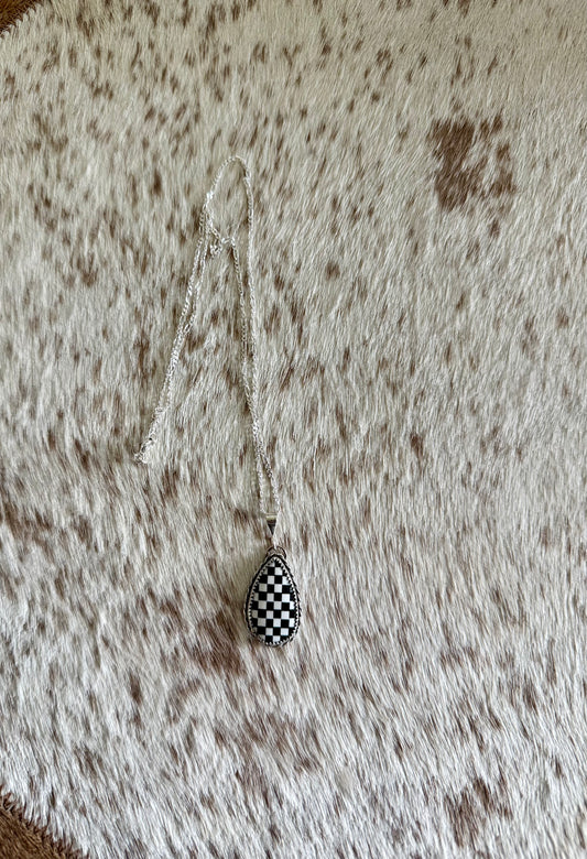 Black checkered necklace