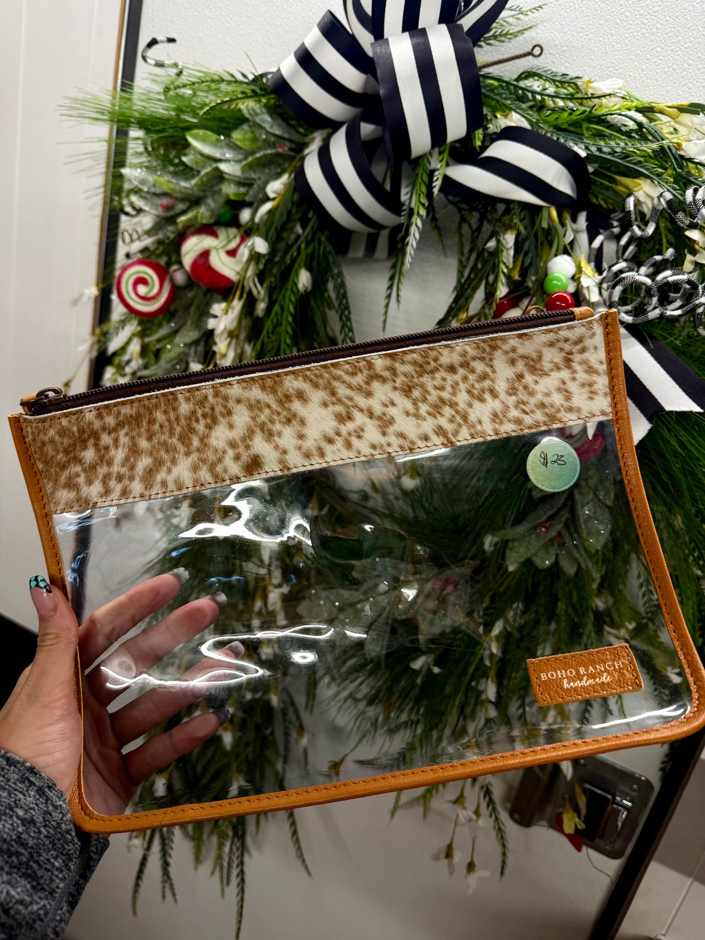 Clear cowhide travel bag